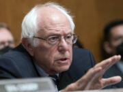 FILE - Sen. Bernie Sanders, I-Vt., speaks during a hearing on Capitol Hill in Washington, Thursday, June 8, 2023. Sanders and a robust group of Democratic senators say they&rsquo;re done &ldquo;asking nicely&rdquo; for Israel to do more to reduce civilian casualties in its war against Hamas in Gaza.