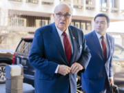 Former Mayor of New York Rudy Giuliani arrives at the federal courthouse in Washington, Monday, Dec. 11, 2023. The trial will determine how much Giuliani will have to pay two Georgia election workers who he falsely accused of fraud while pushing President Donald Trump&rsquo;s baseless claims after he lost the 2020 election.