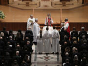 President Joe Biden, front row fifth from left, attends a funeral service for retired Supreme Court Justice Sandra Day O&rsquo;Connor at the Washington National Cathedral, Tuesday, Dec. 19, 2023, in Washington. O&rsquo;Connor, an Arizona native and the first woman to serve on the nation&rsquo;s highest court, died on Dec. 1 at age 93.