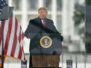 FILE - President Donald Trump speaks during a rally protesting the electoral college certification of Joe Biden as President in Washington, Jan. 6, 2021. Former President Donald Trump is appealing a ruling that found he is not immune from criminal prosecution over his efforts to overturn the 2020 election. That&#039;s according to court papers filed Thursday.