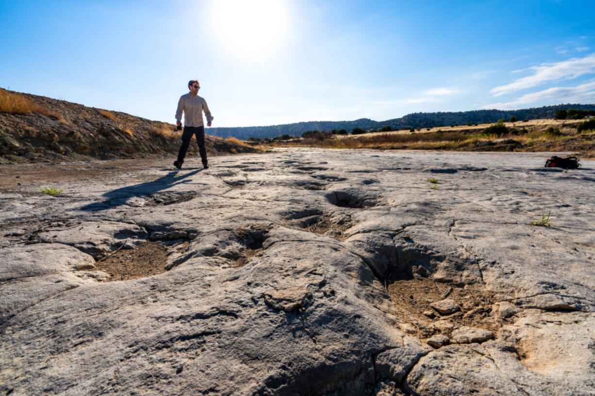 The famous dinosaur tracks in the grasslands of La Junta, Colo.