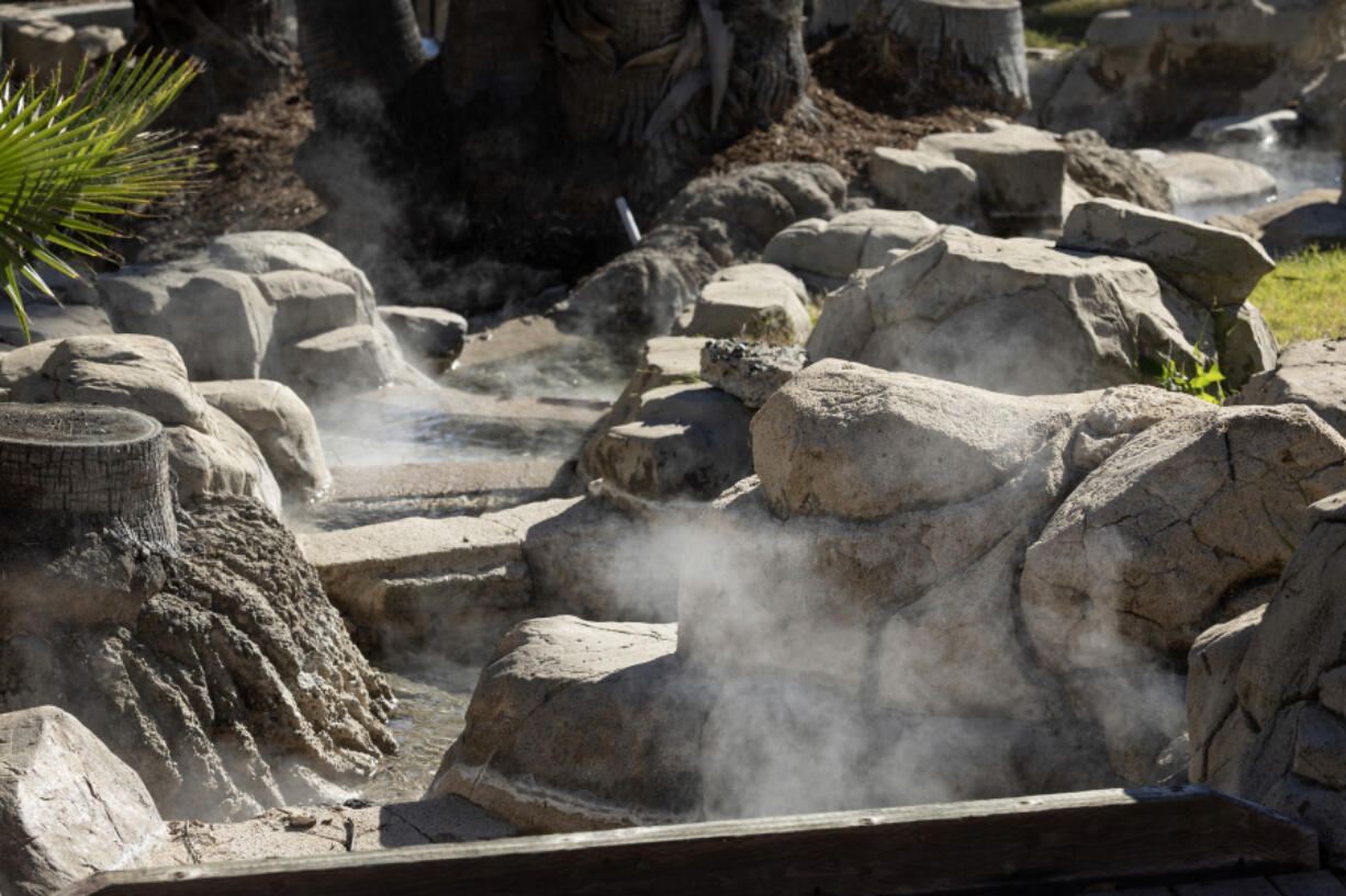 Steam rises from the geothermal water flowing through Murrieta Hot Springs Resort in Murrieta, Calif., on Jan. 11. (Myung J.