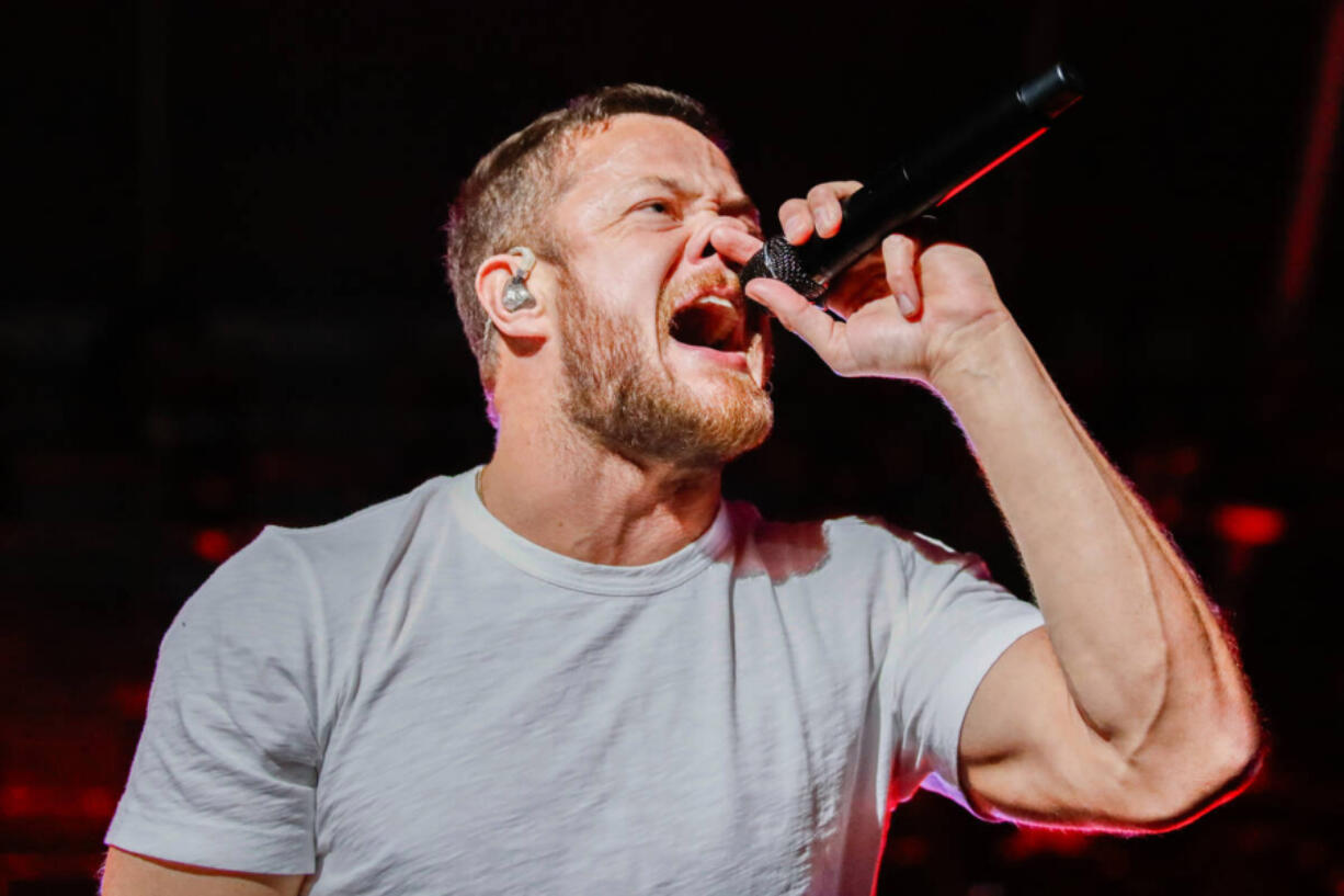 Dan Reynolds, lead singer of Imagine Dragons, performs at the 2023 SEMA Fest on Saturday, Nov. 4, 2023, in Las Vegas.