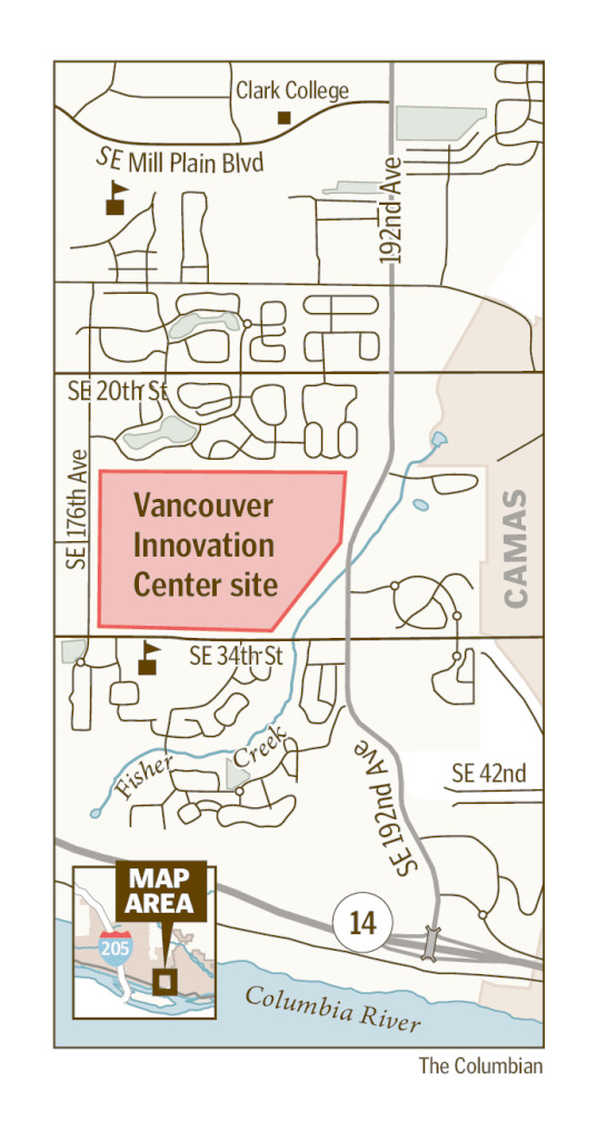 Taylor Balkom/The Columbian, An employee works at ePac Flexible Packaging at the Vancouver Innovation Center in east Vancouver. The industrial center has undergone an extensive renovation since developers bought it in 2020., Taylor Balkom/The Columbian, Rain falls at the Vancouver Innovation Center, formerly home to HP Inc., Taylor Balkom/The Columbian, Tables line a common area at the Vancouver Innovation Center in east Vancouver. The center&rsquo;s common area was completely redone, adding a cafe and expanding its gym area., Taylor Balkom/The Columbian, Exercise equipment sits at the Vancouver Innovation Center in east Vancouver., Taylor Balkom/The Columbian, A piano sits in the lobby of a common area at the Vancouver Innovation Center in east Vancouver., A colorful wall sits inside the ePac Flexible Packaging center Tuesday, Jan. 9, 2024, at Vancouver Innovation Center.