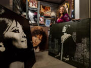 Mara Papalas stands inside one of the six storage units that her father filled with Barbra Streisand memorabilia.