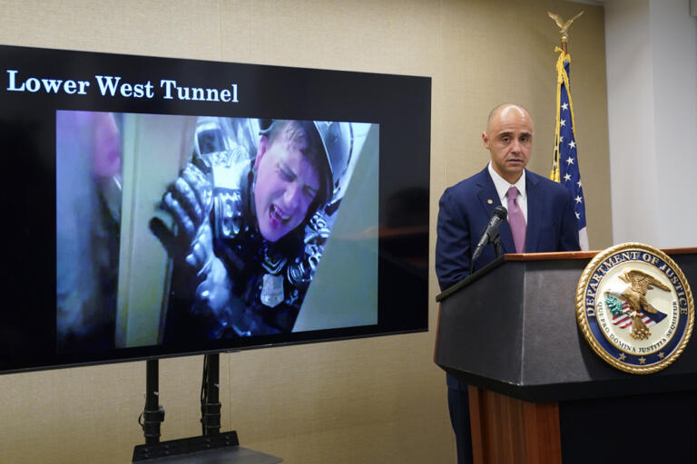 U.S. Attorney for the District of Colombia Matthew Graves speaks about the unfolding of the January 6 attack on the Capitol during a presentation ahead of this year's third anniversary in Washington, Thursday, Jan. 4, 2024.