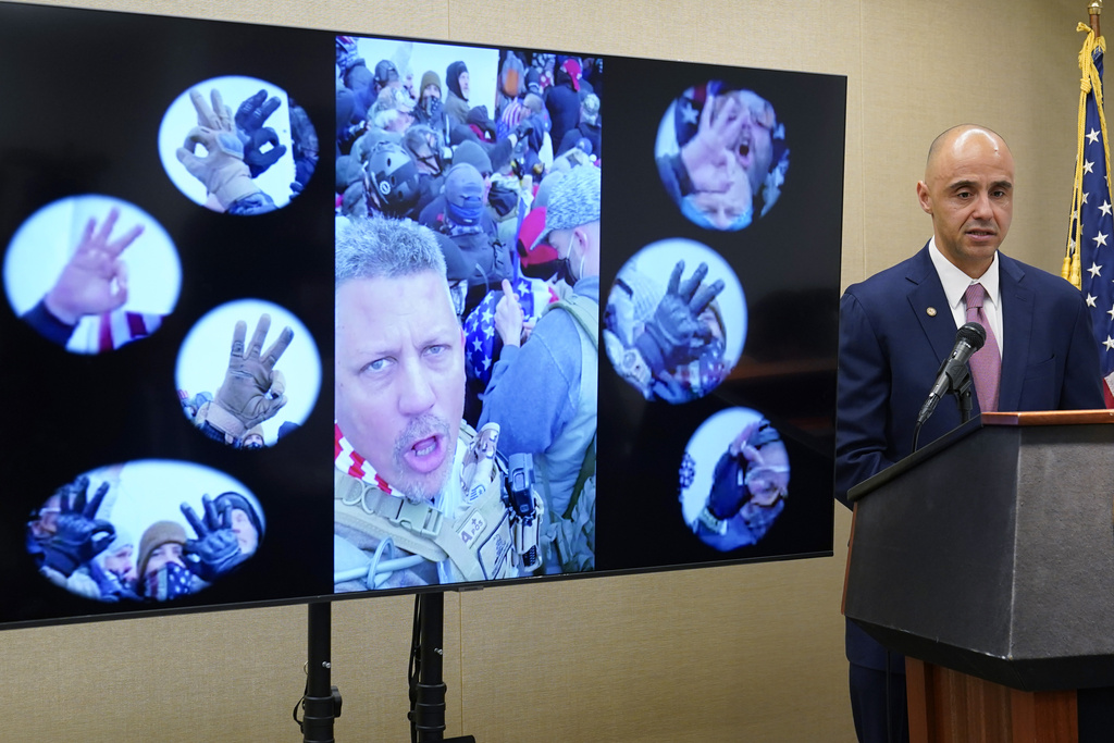 U.S. Attorney for the District of Colombia Matthew Graves speaks about the unfolding of the January 6 attack on the Capitol during a presentation ahead of this year's third anniversary in Washington, Thursday, Jan. 4, 2024.