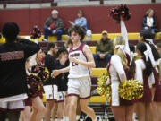 Prairie sophomore Carson Morningstar (20) is introduced prior to the Falcons' game against Evergreen at Prairie High School on Tuesday, Jan. 2, 2024.