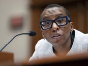 FILE - Harvard University President Claudine Gay speaks during a hearing of the House Committee on Education on Capitol Hill, Dec. 5, 2023, in Washington. Gay resigned Tuesday, Jan. 2, 2024, amid plagiarism accusations and criticism over testimony at a congressional hearing where she was unable to say unequivocally that calls on campus for the genocide of Jews would violate the school&rsquo;s conduct policy.