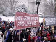 Anti-abortion activists participate in the annual March for Life at Capitol Hill on Friday, Jan. 19, 2024, in Washington.