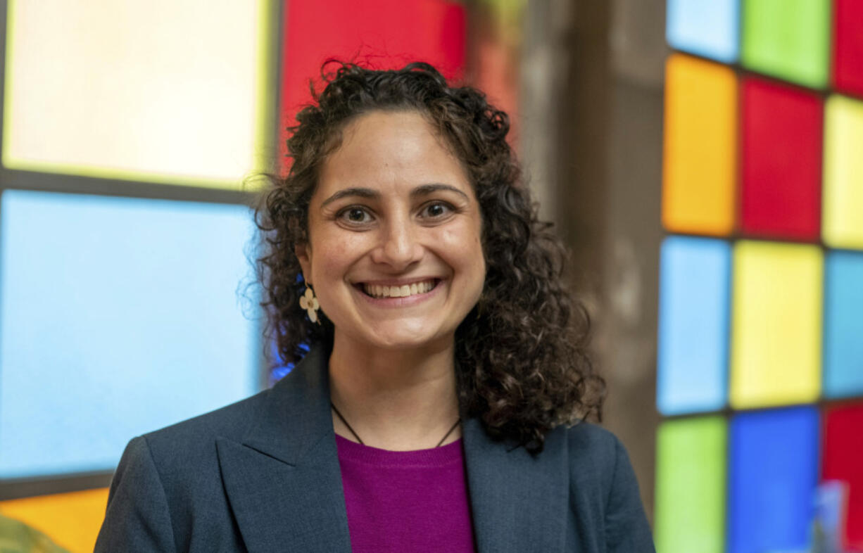 FILE - Samantha Woll, president of the board at the Isaac Agree Downtown Synagogue, poses for a photo in Detroit, Oct. 13, 2022. Michael Jackson-Bolanos, the man accused of slaying the Detroit synagogue leader Woll, whose body was found in October 2023 outside her home, will face trial, a judge ordered Tuesday, Jan. 23, 2024.