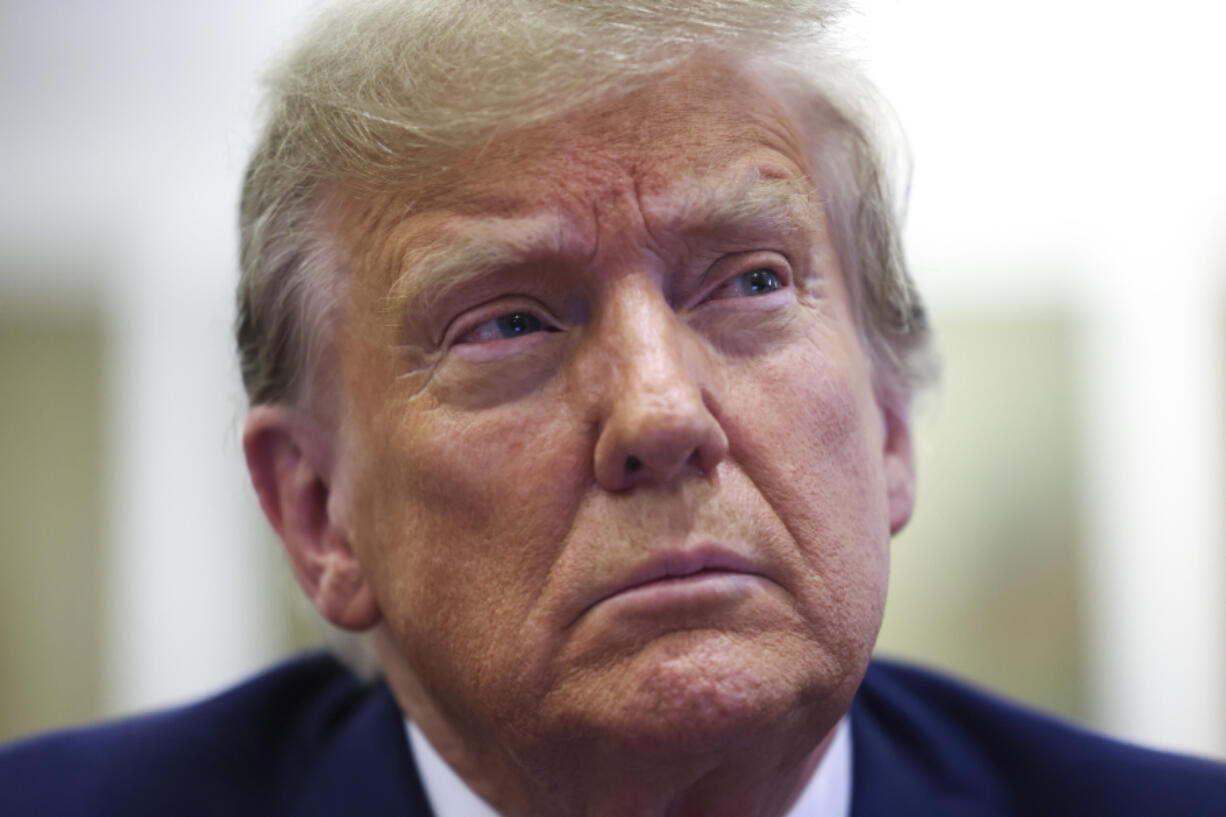 Former President Donald Trump sits in the courtroom before the start of closing arguments in his civil business fraud trial at New York Supreme Court, Thursday, Jan. 11, 2024, in New York.