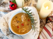 Turkey soup with dumplings is so simple you can make it with one hand.