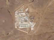 This satellite photo from Planet Labs PBC shows a military base known as Tower 22 in northeastern Jordan, on Oct. 12, 2023. Three American troops were killed and &ldquo;many&rdquo; were wounded Sunday, Jan. 28, 2024, in a drone strike in northeast Jordan near the Syrian border, President Joe Biden said. He blamed Iran-backed militia groups for the first U.S. fatalities after months of strikes against American forces across the Middle East amid the Israel-Hamas war. U.S. officials identified Tower 22 as the site of the attack.