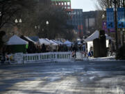 The Vancouver Farmers Market went on as scheduled despite some lingering snow and ice in downtown Vancouver on Saturday, January 20, 2024.