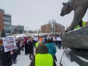 Washington State University Academic Student Employees braved the cold on the picket lines in Pullman.