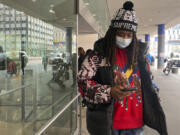 Frank Cope waits outside for a car after a checkup at Bellevue Hospital in New York on Wednesday, Jan. 3, 2023. The previous week, New York City resumed a mask mandate for the city&rsquo;s 11 public hospitals.