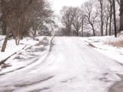 Many roads remained slick and full of ice Monday, Jan. 22, 2024, in Memphis, Tenn. Memphis and the the surrounding area has endured a week of sub-freezing temperatures, snow and ice.