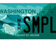 A mockup of the proposed Mount St. Helens license plate. (Courtesy of the Mount St.