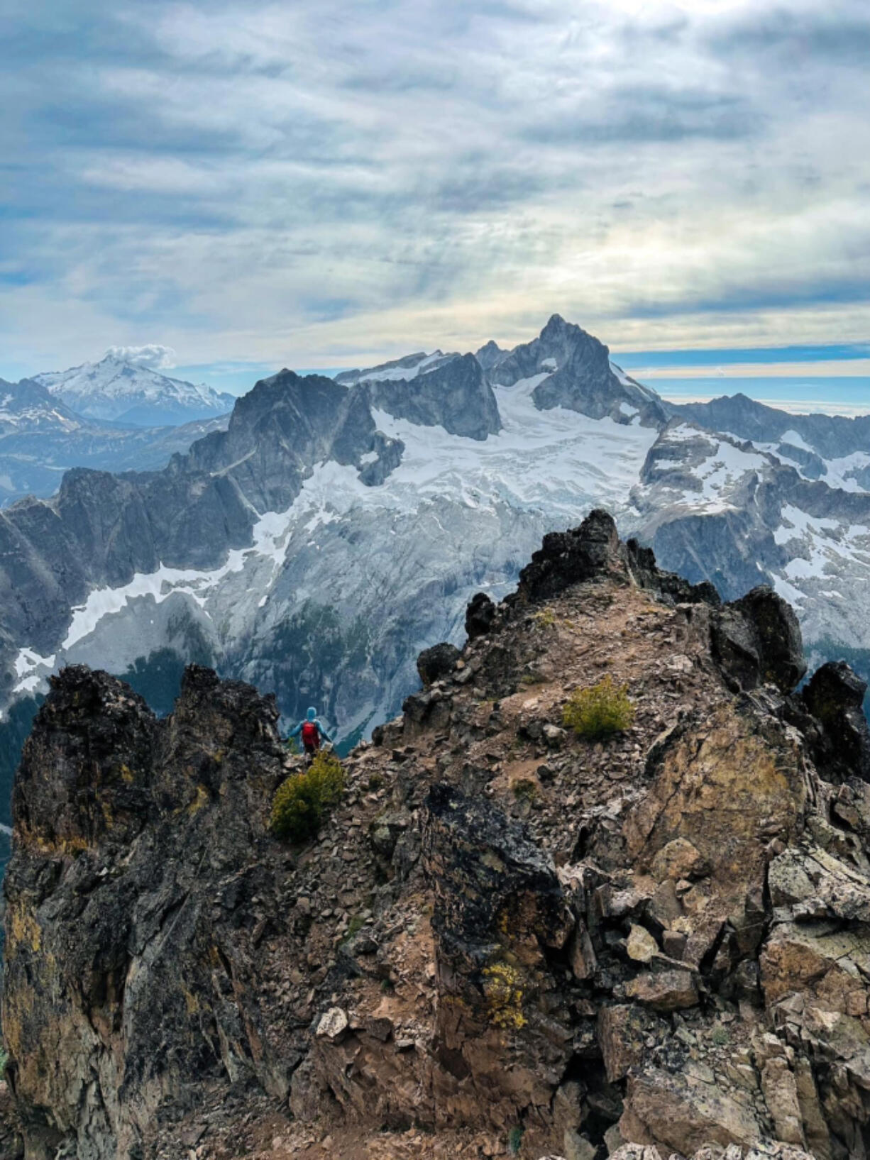 Andrew Okerlund, 20, climbs the northeast ridge of &ldquo;Easy Mox&rdquo; in Washington&rsquo;s Mox Peaks during the summer of 2023.