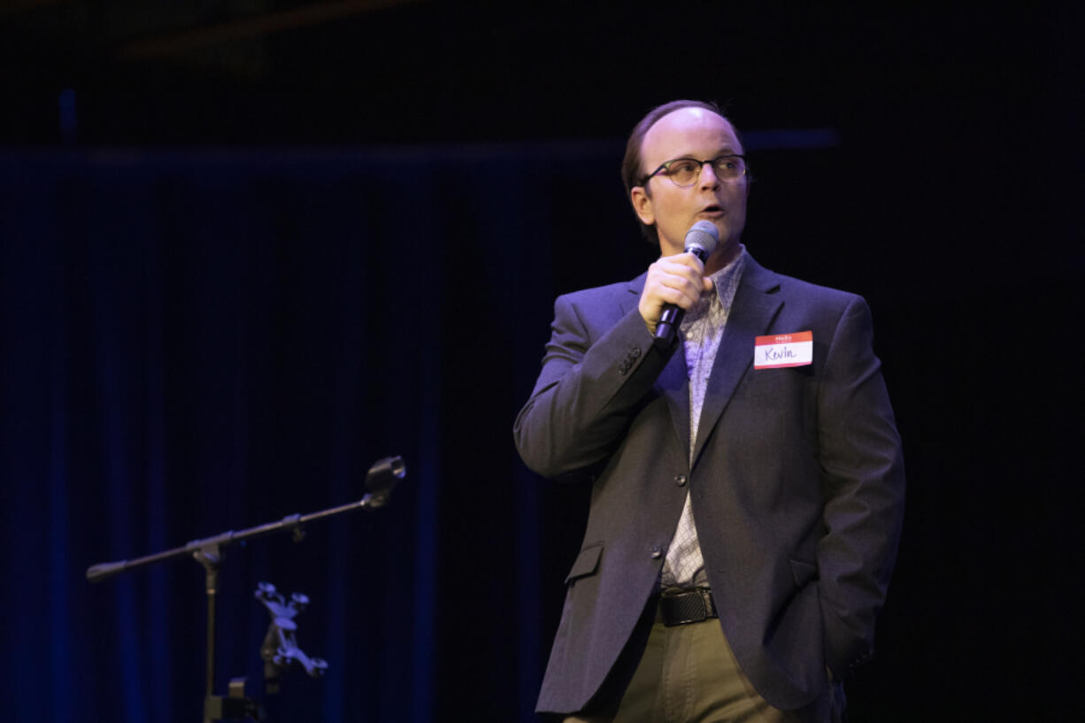 Dr. Kevin Fischer, chief medical officer with Columbia River Mental Health Services, speaks to families and residents about fentanyl and addiction.