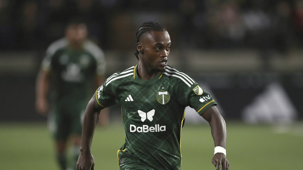 Portland Timbers midfielder Santiago Moreno (30) plays during an MLS soccer match against the Colorado Rapids, Saturday, Feb. 24, 2024, in Portland, Ore.