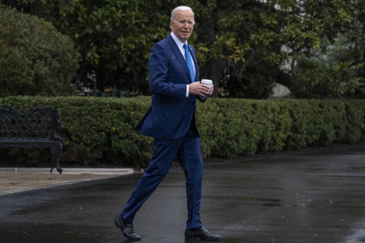 President Joe Biden walks out of the White House in Washington, Wednesday, Feb. 28, 2024, to board Marine One for a short trip to Walter Reed National Military Medical Center in Bethesda, Md., for his annual physical.