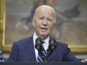 President Joe Biden delivers remarks on the death of Russian opposition leader Alexei Navalny, in the Roosevelt Room of the White House, Friday, Feb. 16, 2024, in Washington.