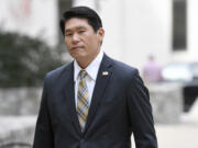 FILE - U.S. Attorney Robert Hur arrives at U.S. District Court in Baltimore on Nov. 21, 2019.