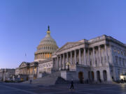 The U.S. Capitol is seen at sunrise, Wednesday, Feb. 7, 2024, in Washington. A Senate deal on border enforcement measures and Ukraine aid has suffered swift and total collapse. Republicans withdrew support despite President Joe Biden urging Congress to &ldquo;show some spine&rdquo; and stand up to Donald Trump. But Senate Republican Leader Mitch McConnell says that a deal to pair border policy changes with $60 billion in wartime aid for Ukraine is dead.