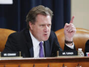 FILE - Rep. Mike Turner, R-Ohio, speaks during a House Intelligence Committee hearing on Capitol Hill in Washington, Nov. 20, 2019. Turner says he has information about a serious national security threat and urges the administration to declassify the information so the U.S. and its allies can openly discuss how to respond. Turner, a Republican from Ohio, gave no details about the threat in his statement.