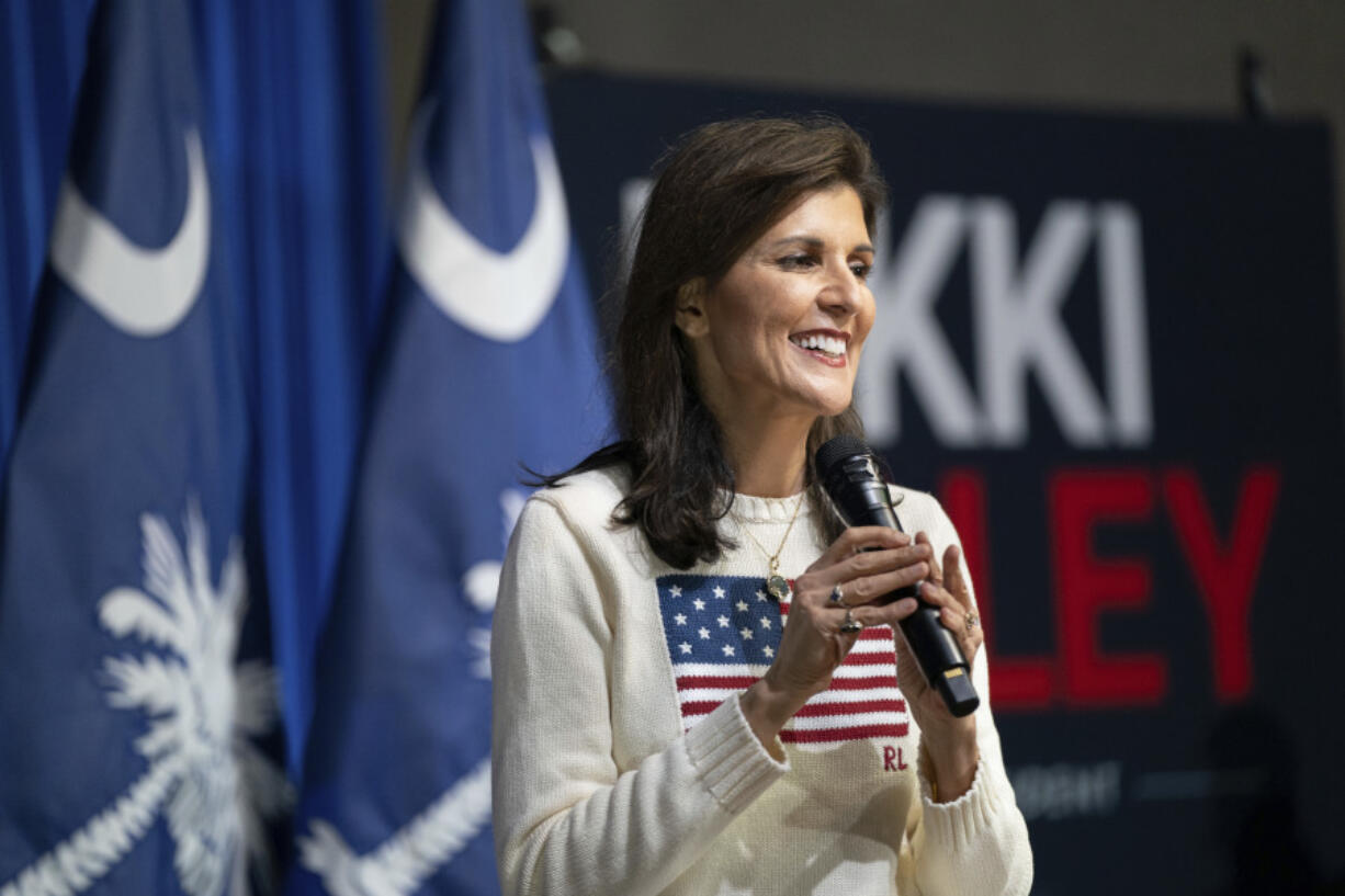 Republican presidential candidate former UN Ambassador Nikki Haley speaks during a campaign event at the Orangeburg Mall Sunday, Feb. 11, 2024, in Orangeburg, S.C. South Carolina Republicans will participate in their primary on Feb. 24.