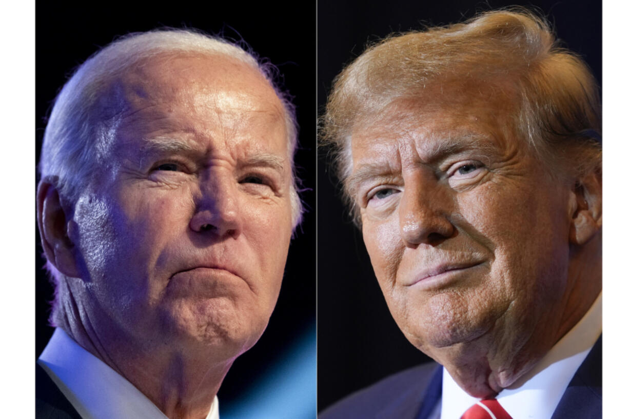 FILE - This combo image shows President Joe Biden, left, Jan. 5, 2024, and Republican presidential candidate former President Donald Trump, right, Jan. 19, 2024.