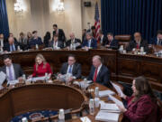 Republicans on the House Homeland Security Committee move to impeach Secretary of Homeland Security Alejandro Mayorkas over the crisis at the U.S.-Mexico border, at the Capitol in Washington, Tuesday, Jan. 30, 2024. Democrats call the proceedings a sham ordered up by Donald Trump, the GOP presidential front-runner, who opposes an emerging bipartisan border security package in the Senate. (AP Photo/J.