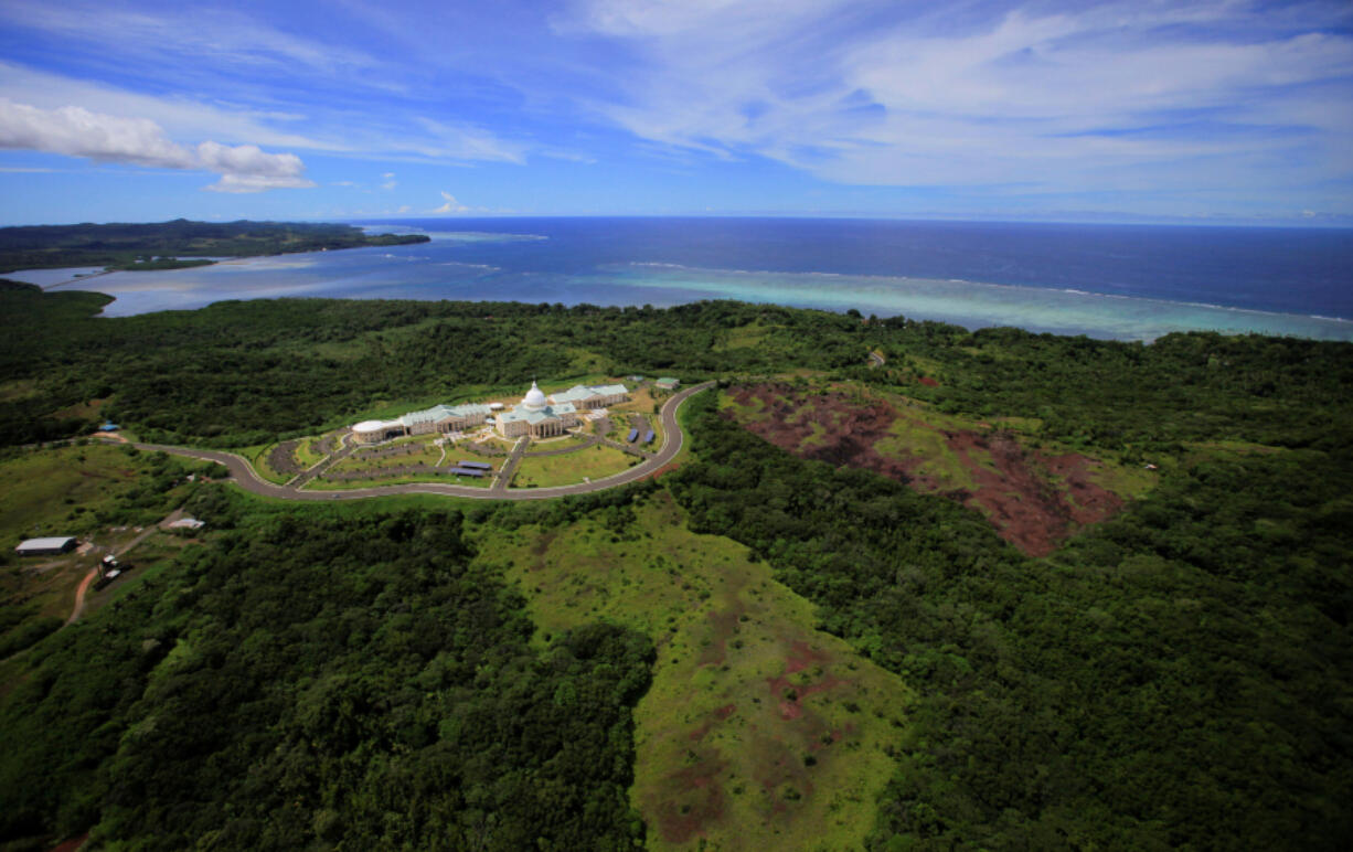 FILE - This June 20, 2009, file photo shows the Palau Capital building,in Melekeok, Palau. The United States will resume a long-suspended Peace Corps program in the North Pacific island of Palau as the Biden administration continues moves to counter growing Chinese influence in the region.