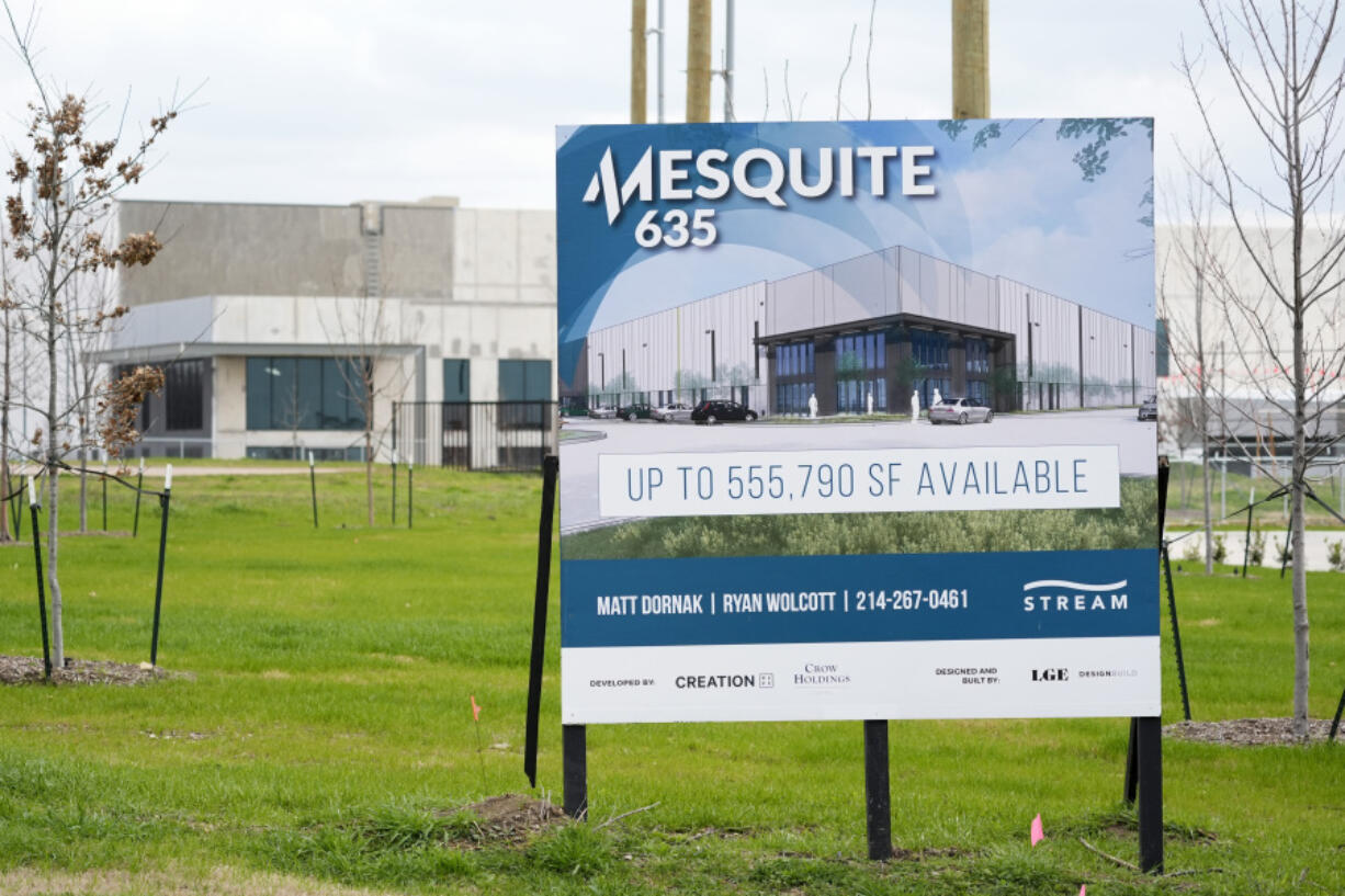 Construction continues at a building complex in Mesquite, Texas, Friday, Feb. 16, 2024. As President Joe Biden pushes House Republicans to pass needed aid for Ukraine, he wants voters to understand that nearly $40 billion would actually be going to U.S. factories that make missiles, munitions and other gear.