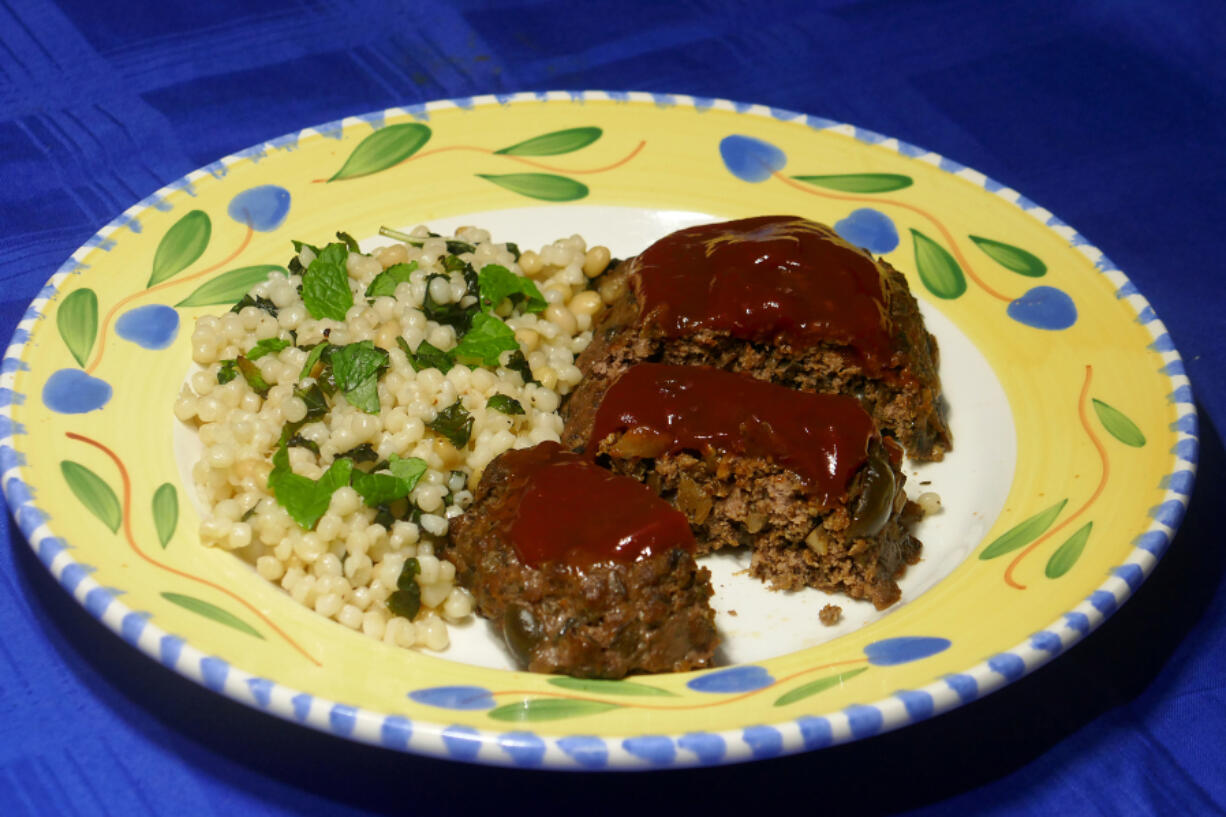 Mediterranean-Style Beef Meatloaf with Mint Couscous.