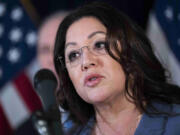 Rep. Lori Chavez-DeRemer, R-Ore., conducts a news conference after a meeting of the House Republican Conference at the RNC on Jan. 25, 2023.