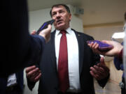 U.S. Sen. Mike Rounds (R-SD) speaks to reporters before a Senate luncheon on Dec. 12, 2023, in Washington, D.C.