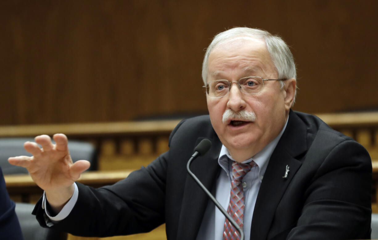 Washington House Speaker Frank Chopp, D-Seattle, speaks during The Associated Press&rsquo; annual Legislative Preview at the Capitol in Olympia on Jan. 4, 2018.