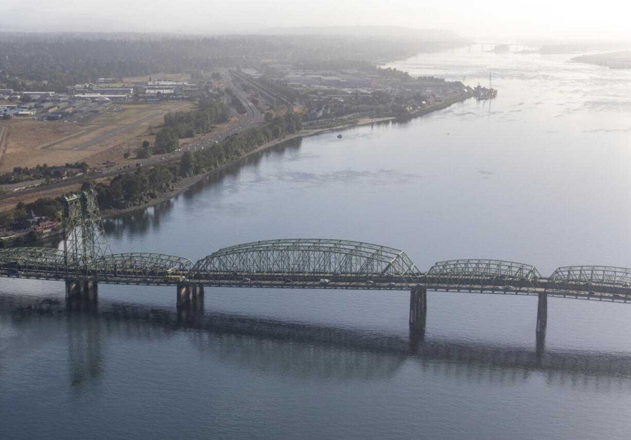 The Interstate 5 Bridge crosses the Columbia River.