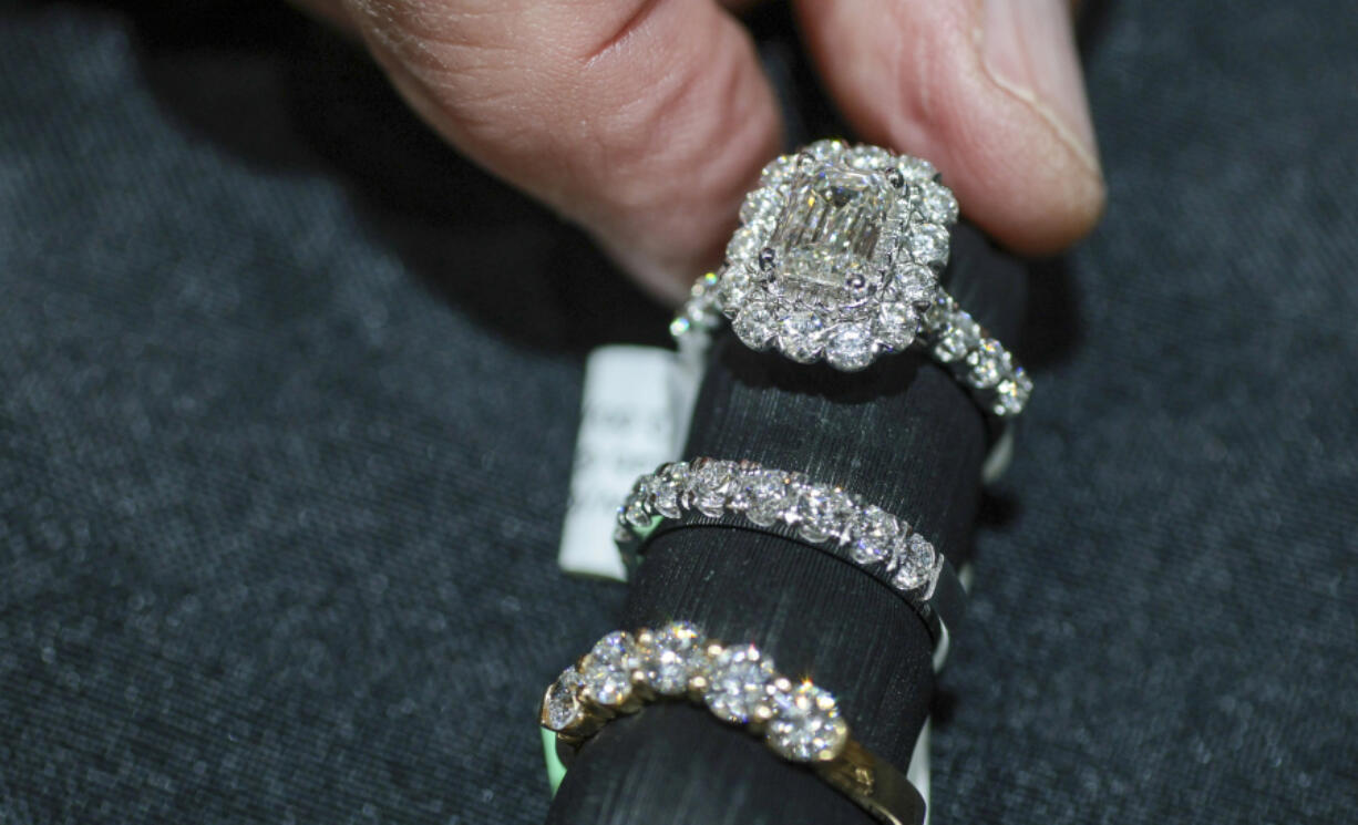 Lab-grown diamonds shine on display Feb. 29 at Saettele Jewelers in Town and Country, Mo. (Vanessa Abbitt/St.