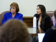 Senate Minority Caucus Chair Judy Warnick, R-Moses Lake, and Senate Deputy Minority Floor Leader Nikki Torres, R-Pasco, sit with colleagues while providing the Republicans&rsquo; response to Gov. Jay Inslee&rsquo;s State of the State address on the second day of the legislative session at the Washington state Capitol, Tuesday, Jan. 9, 2024, in Olympia, Wash.