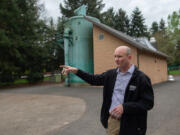 Tyler Clary, Vancouver water engineering program manager, discusses PFAS contamination in the Vancouver water supply at the 78th Street pumping facility in January.