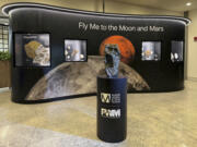 An installation at Portland International Jetport in Maine features a large piece of the moon.