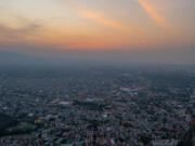 Aerial view of Mexico City on Feb. 28, 2024, in Mexico City, Mexico. Mexico City, a sprawling metropolis of nearly 22 million inhabitants, is being threatened by water crisis after the main reservoirs remain under 40% of their full capacity due to low rain fall, geography and lack of infrastructure.