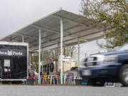 Patrons dine at the Carts by the Park food cart pod Feb. 29 in Ridgefield.