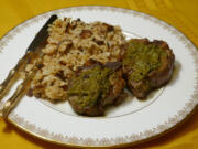 Pesto Lamb with Wild Mushroom Rice.