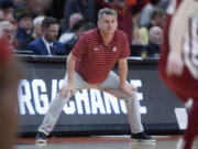 Washington State head coach Kyle Smith watches his team play against Iowa State in the second half of a second-round college basketball game in the NCAA Tournament, Saturday, March 23, 2024, in Omaha, Neb.