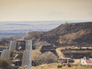 Aud the Dinosaur still stands after the Smokehouse Creek fire, on Thursday, Feb. 29, 2024, in Canadian, Texas.